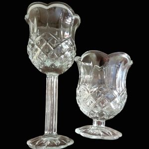 Home Interiors Tulip Cup StemVotive Glass Candle Holder Set Of Two